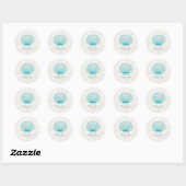 Turquoise Rustic Seashell Wedding Ronde Sticker (Vel)