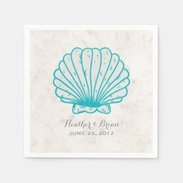 Turquoise Rustic Seashell Wedding Servet