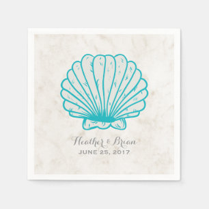 Turquoise Rustic Seashell Wedding Servet