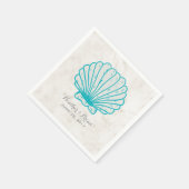 Turquoise Rustic Seashell Wedding Servet (Hoek)