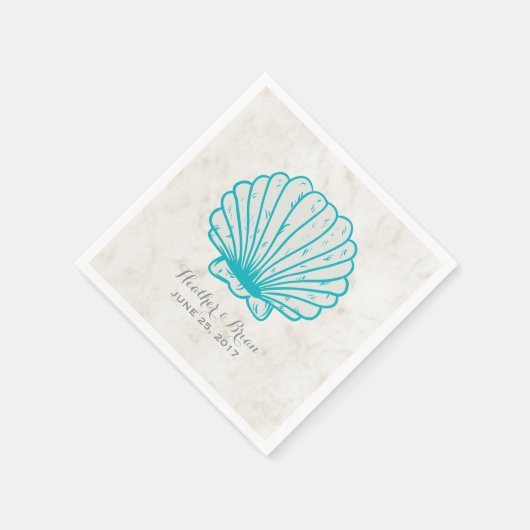 Turquoise Rustic Seashell Wedding Servet (Hoek)
