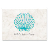 Turquoise Rustic Seashell Wedding Table Kaart (Voorkant)