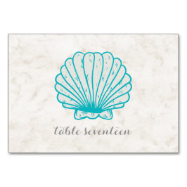 Turquoise Rustic Seashell Wedding Table Kaart