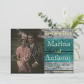 Turquoise Rustic Splash Save the Date No. 1 (Staand voorkant)