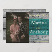 Turquoise Rustic Splash Save the Date No. 1 (Voorkant / Achterkant)