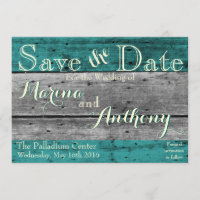 Turquoise Rustic Splash Save the Date No.6