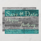 Turquoise Rustic Splash Save the Date No.6 (Voorkant / Achterkant)