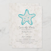 Turquoise Rustic Starfish Save the Date Invite (Voorkant / Achterkant)