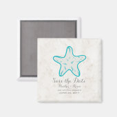 Turquoise Rustic Starfish Save the Date Magneet (Voorkant / Achterkant)