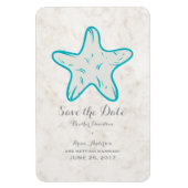 Turquoise Rustic Starfish Save the Date Magneet (Verticaal)