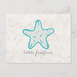 Turquoise Rustic Starfish Table Number Briefkaart