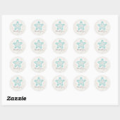 Turquoise Rustic Starfish Weddenschap Bedankt Ronde Sticker (Vel)