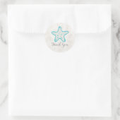 Turquoise Rustic Starfish Weddenschap Bedankt Ronde Sticker (Tas)