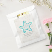 Turquoise Rustic Starfish Wedding Bedankzakje (Gezegeld)