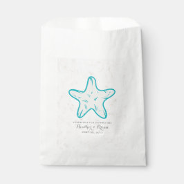 Turquoise Rustic Starfish Wedding Bedankzakje