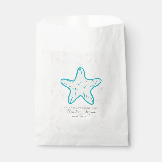 Turquoise Rustic Starfish Wedding Bedankzakje (Voorkant)