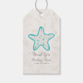 Turquoise Rustic Starfish Wedding Cadeaulabel (Voorkant)