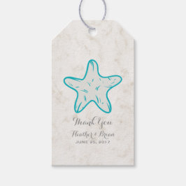 Turquoise Rustic Starfish Wedding Cadeaulabel