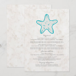 Turquoise Rustic Starfish Wedding Information Kaart