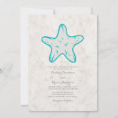 Turquoise Rustic Starfish Wedding Invite Kaart (Voorkant)