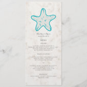 Turquoise Rustic Starfish Wedding Menu (Voorkant)