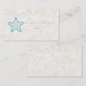 Turquoise Rustic Starfish Wedding Place Kards Plaatskaartje (Voorkant / Achterkant)