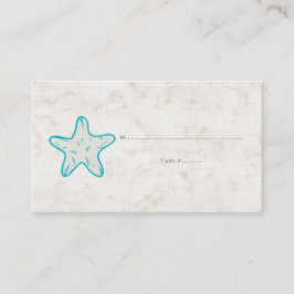 Turquoise Rustic Starfish Wedding Place Kards Plaatskaartje
