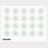 Turquoise Rustic Starfish Wedding Ronde Sticker (Vel)
