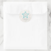 Turquoise Rustic Starfish Wedding Ronde Sticker (Tas)