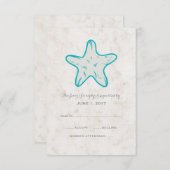 Turquoise Rustic Starfish Wedding RSVP Kaart (Voorkant / Achterkant)