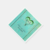 Turquoise Rustic Wood Monogrammed Heart Servetten (Hoek)