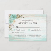  Turquoise Rustiek Hout Bloemen RSVP Kaart (Voorkant)