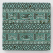 Turquoise rustiek zuidwesten Azteeks patroon Stenen Onderzetter (Voorkant)