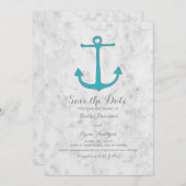 Turquoise rustieke anker Save the Date Invite (Voorkant / Achterkant)