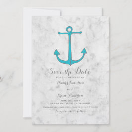 Turquoise rustieke anker Save the Date Invite