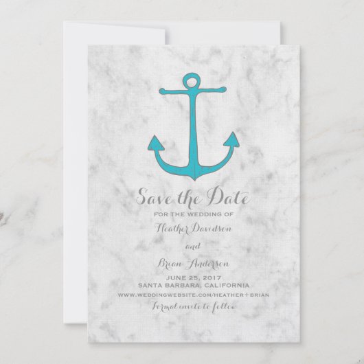 Turquoise rustieke anker Save the Date Invite (Voorkant)