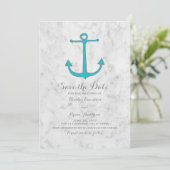 Turquoise rustieke anker Save the Date Invite (Staand voorkant)