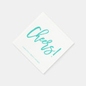 Turquoise Rustieke Hand Lettering Cheers Wedding Servet (Hoek)