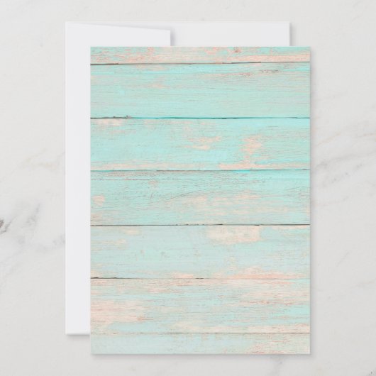  turquoise rustieke houten bloemenbruiloft Rozen Kaart (Achterkant)