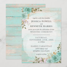  turquoise rustieke houten bloemenbruiloft Rozen