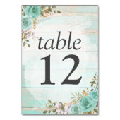 turquoise rustieke houten bloemenbruiloft Rozen Kaart (Achterkant)