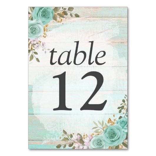 turquoise rustieke houten bloemenbruiloft Rozen Kaart (Voorkant)