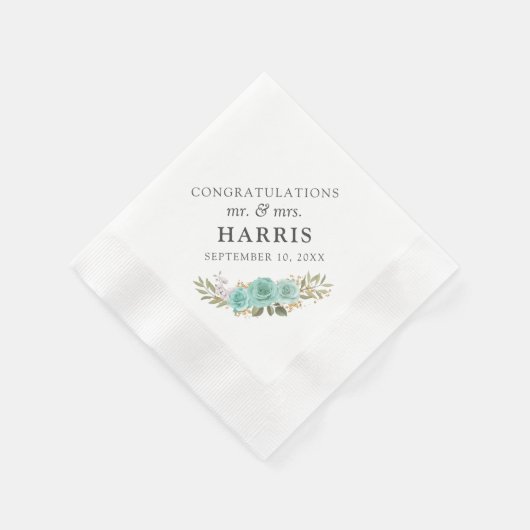 turquoise rustieke houten bloemenbruiloft Rozen Servet (Hoek)