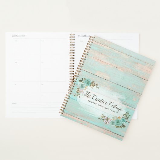 Turquoise rustieke houten boerderij bloemige Rozen Planner (Display)