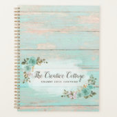 Turquoise rustieke houten boerderij bloemige Rozen Planner (Voorkant)