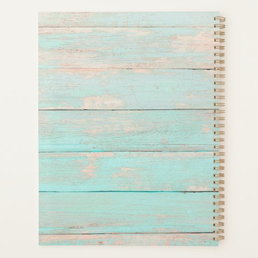 Turquoise rustieke houten boerderij bloemige Rozen Planner (Achterkant)