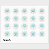 Turquoise rustieke schelp bruiloft dank u ronde sticker (Vel)