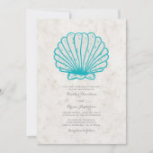 Turquoise rustieke Seashell bruiloft uitnodigen Kaart (Voorkant)