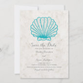Turquoise rustieke zeeschelp Bewaar de datum Uitno Save The Date (Voorkant)