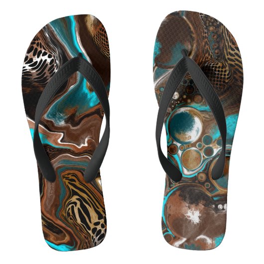 Turquoise Safari Digital Fluid Art Teenslippers (Voetbed)